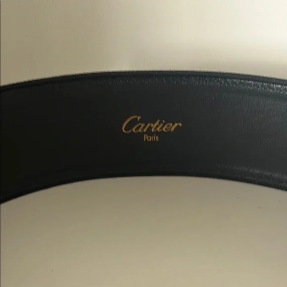Elegant Black Leather Cartier Belt